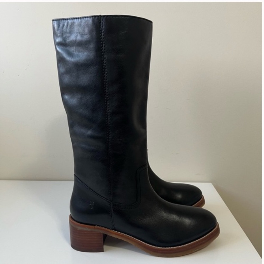 Frye Camryn Tall pull on boots black leather aize US 9M - Picture 2 of 15